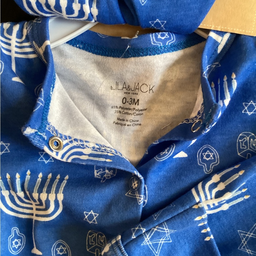 Blue Hanukkah Kids Footie Pajamas - Picture 15 of 15